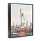 Stupell Industries Statue of Liberty Skyline Framed Giclee Wall Art Design by Nataly White